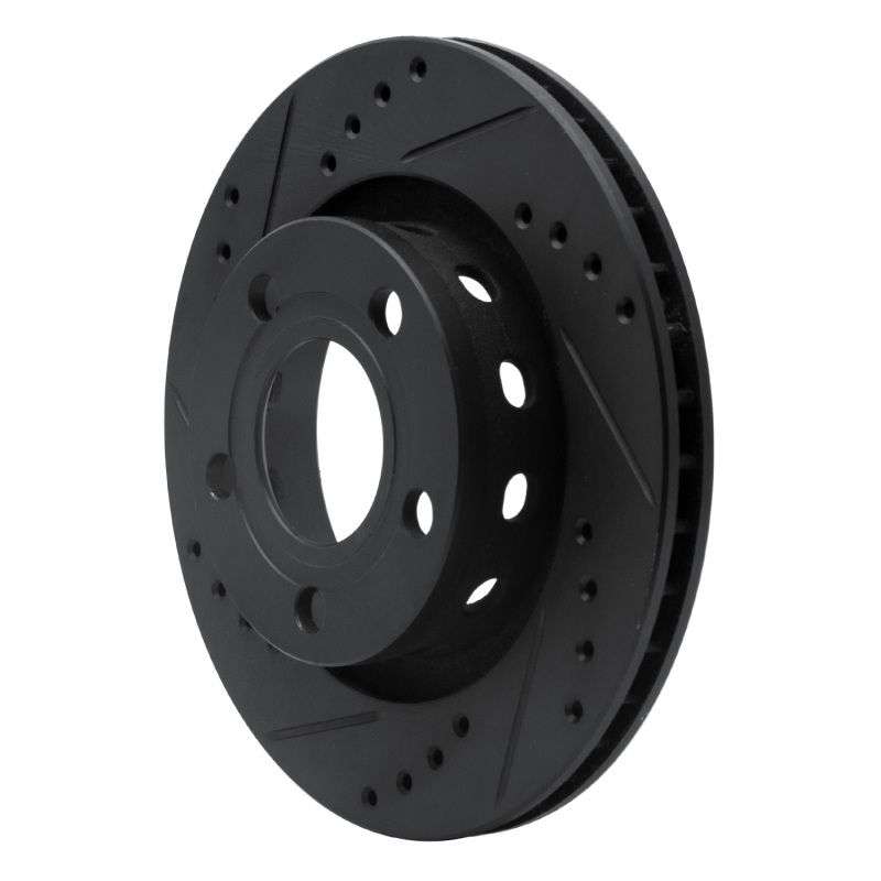 Audi A6 Brake Rotor (1) - Rear Left - R1 Concepts - Drilled & Slotted - Black - `99-`05